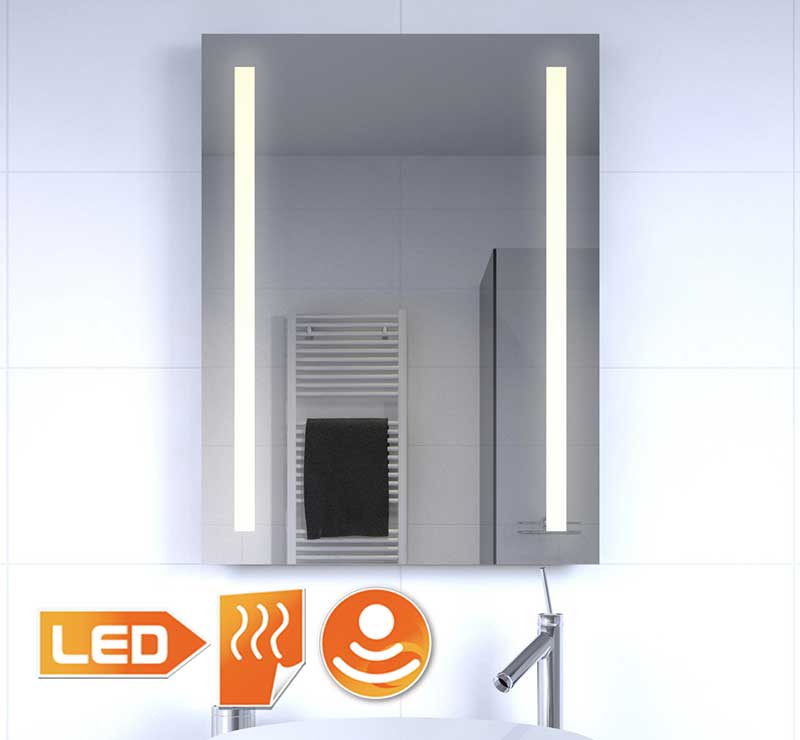 Badkamerspiegel met LED verlichting, verwarming, sensor en dimfunctie 60x80 cm -
