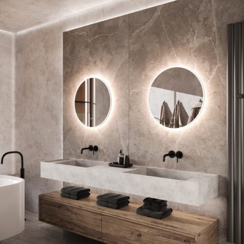 badkamerspiegel met LED verlichting, verwarming, instelbare lichtkleur en dimfunctie 60x60 cm - Designspiegels
