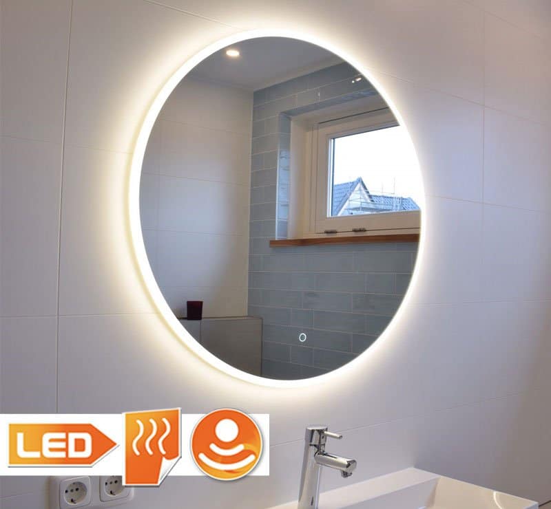 Ronde badkamerspiegel met LED verlichting, verwarming, touch sensor en dimfunctie cm - Designspiegels