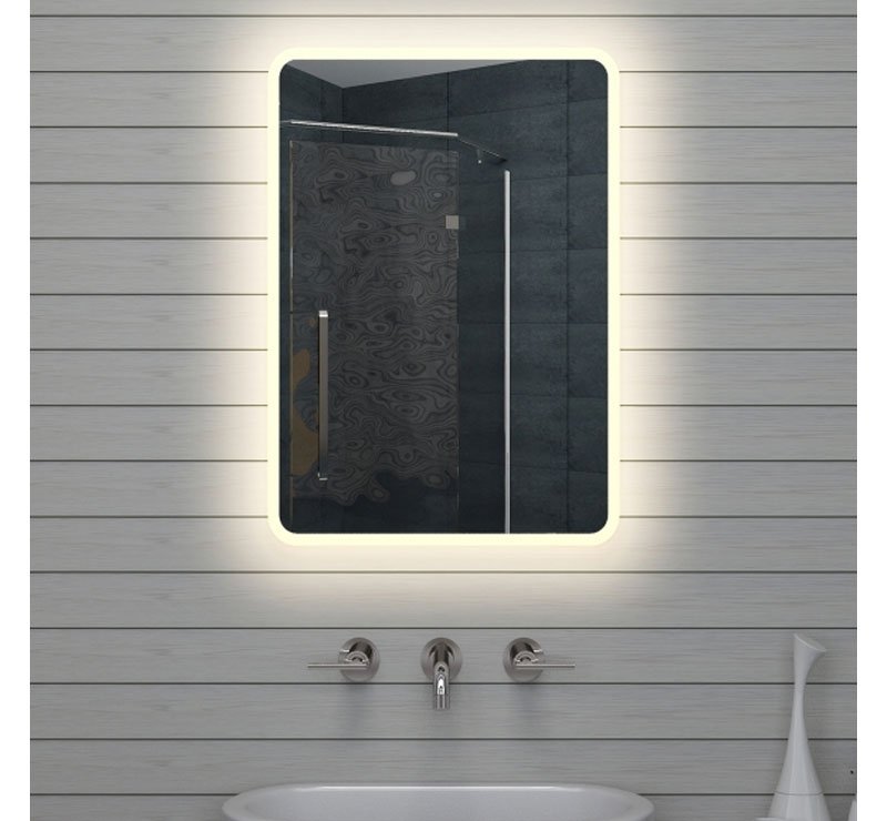 Badkamerspiegel met verlichting en afgeronde hoeken 50x70 cm Designspiegels