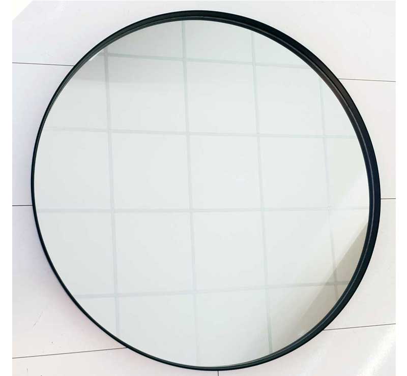 garen Benadrukken Gewaad Ronde badkamerspiegel met mat zwart frame 100x100 cm - Designspiegels