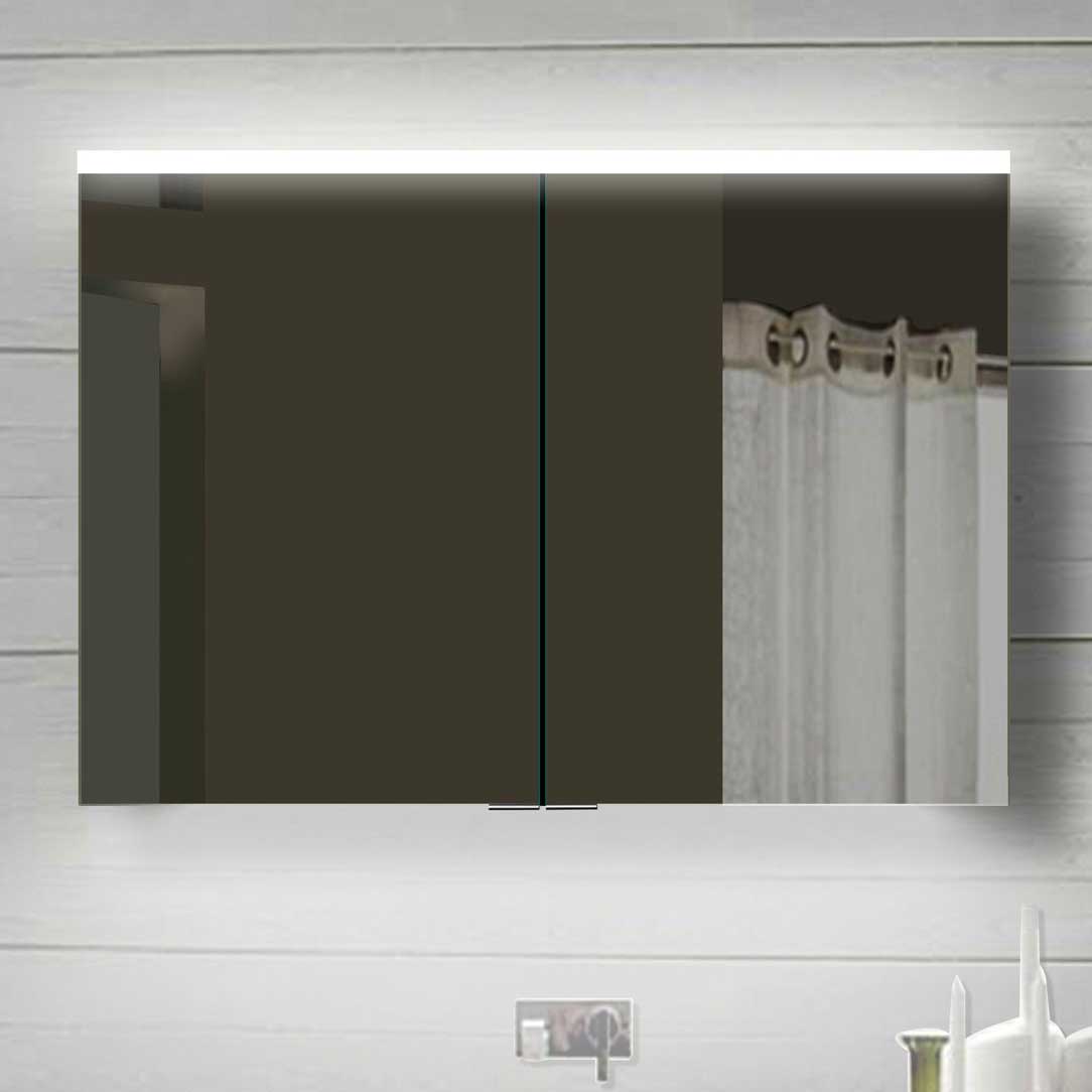 voor accu hebzuchtig Aluminium badkamer spiegelkast met LED verlichting, schakelaar en  stopcontact 100×70 cm - Designspiegels