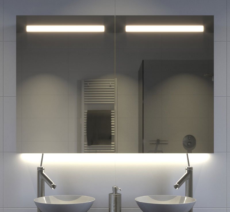 bevroren droom toernooi Aluminium badkamer spiegelkast met LED verlichting, verwarming, sensor en  stopcontact 100x70 cm - Designspiegels