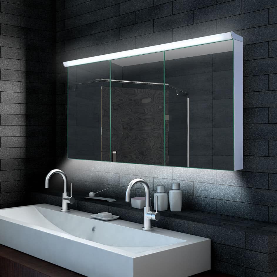 Aluminium badkamer met LED schakelaar en 140×70 - Designspiegels