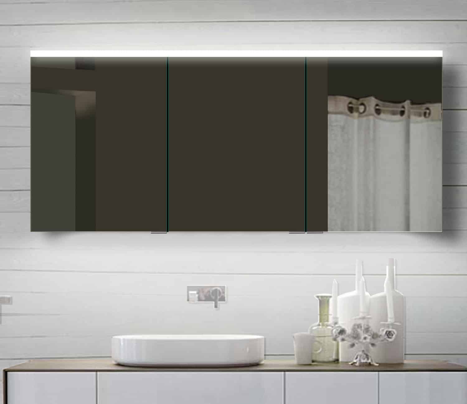 schildpad Opschudding Ingang Aluminium badkamer spiegelkast met LED verlichting, schakelaar en  stopcontact 160x70 cm - Designspiegels