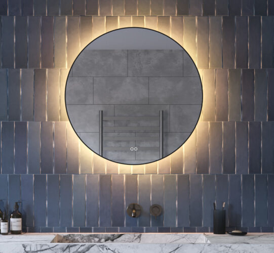 Deze stijlvolle 80 cm ronde badkamer spiegel is van alle gemakken voorzien, zoals: ambient verlichting, spiegelverwarming, dimfunctie en instelbare lichtkleur